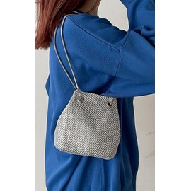 [210NOUVE] 54210G221 Sequin Mini Shoulder Bag, Women's Bag, Commuting Bag, Office Bag, Bag, Handheld, Shoulder Bag, Small, Silver