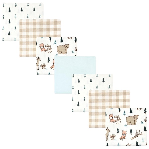 Hudson Baby Unisex Baby Cotton Flannel Receiving Blankets Bundle, Boy