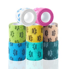 FriPuP FriPuP Self Adhesive Bandage Wrap - Vet Wrap for Dogs No Chew - Medical Cohesive Bandage Wrap for Wound Care, Paw Care, First Aid, Vet Tape for Pet Birds Cat Horses (2 Inch, 8 Rolls, 8 Colors)