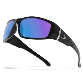 BNUS Polarized Sunglasses with Corning Glass Lens - High Definition, Fashionable, and Scratch-Resistant (Black/Blue Flash Non-Polarized, Glass lens)