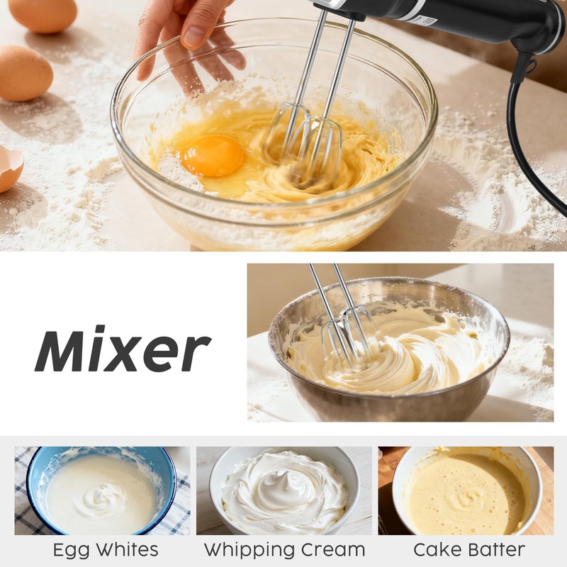 2-In-1 Hand Mixer Immersion Blender Electric Handheld, Portable Hand Blender
