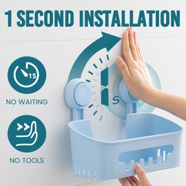 TAILI Shower Shelf Suction Cup No Drilling Shower Organiser Shower Shelf Suction Cups Shower Gel Holder Removable Load Capacity 10 kg Waterproof Bathroom Shelf with Suction Cup for Shampoo and Shower