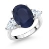 Gem Stone King 925 Sterling Silver Blue Sapphire & White
