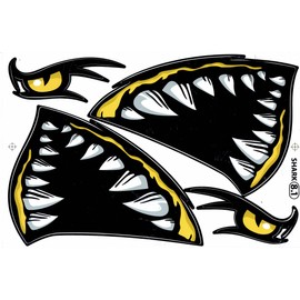 1 Sheet 270 mm x 180 mm – Shark Throat Monster Mouth Yellow Sticker Motorsport Motocross Car Scooter Tuning Sticker Weatherproof Model Making