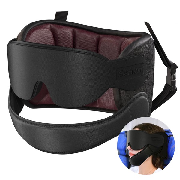SARISUN Travel Pillows for Airplanes with Sleep Eye Mask, Chin
