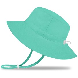 Protective Baby Sun Hat with UPF 50+ Protection Adjustable Infant Summer Beach Bucket Hats for Boy & Girl Breathable Toddler Swim Pool Play Sunhat with Wide Brim 2-5 Years Mint (50-54 cm)