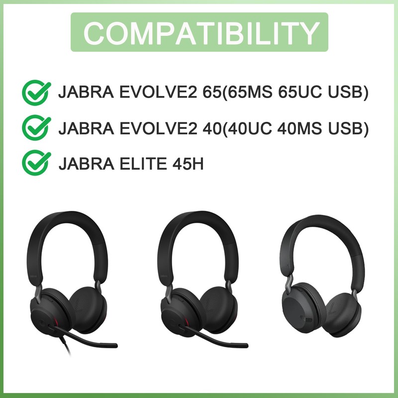 Replacement Earpads for Jabra Evolve2 65(65MS 65UC USB)/Evolve2 40 (40UC