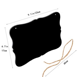 Toysdone Wooden Double Sided Hanging Chalkboard Signs,Memo Message Sign, Vintage Erasable Message Board Sign with Hanging String for Wedding Kitchen Home Party Decoration