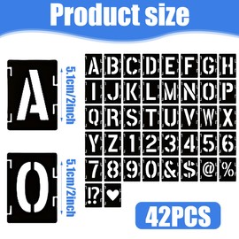 XUKZIMA 42 Piece Letter Stencil Set, Reusable Letters Numbers Sign Stencils, Alphabet Stencil for Wooden Signs Painting DIY and Crafts
