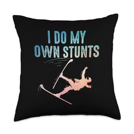 Unique Skiing Art For Men Women Kids Skier Mountain Skiing Throw Pillow