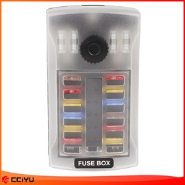 CCIYU ATC ATO 12-Way Fuse Block Holder Box Negative With LED Indicator For Car Marine