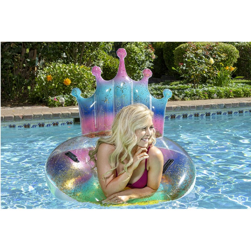 Poolmaster Inflatable Swimming Pool Float Inner Tube, Rainbow Glitter Tiara