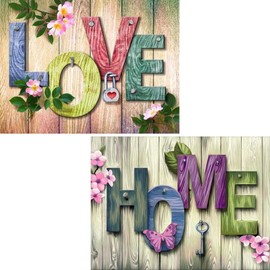 QINREN 2 Sets Diamond Painting with Accessories Tools, 30 x 40 cm 5D DIY Diamond Painting Picture Set Crystal Rhinestone Embroidery Painting Craft Home Decoration (Home & Love)