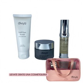 Divya Kit Rutina Cuidado Piel Exfoliante Limpiador Hidratante Cosmetiquera Regalo