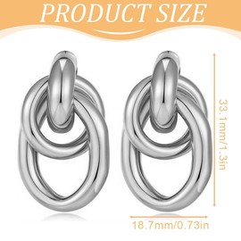 IKOPFLN 2 Stück Chunky Huggie Creolen für Damen Chunky Ohrringe Dupes für Damen Mädchen Silber Creolen Platinbeschichtung Ohrringe Dicke Waterdrop Ohrringe Modeschmuck für Frauen