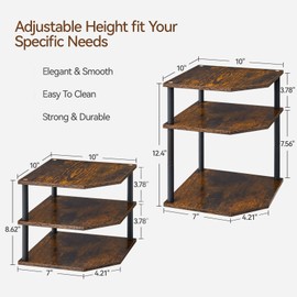 Huukhuom Wooden 3-Tier Corner Shelf, Kitchen Countertop Organizer Counter Stand Storage for Desktop Living Room Bedroom Bathroom Small Space