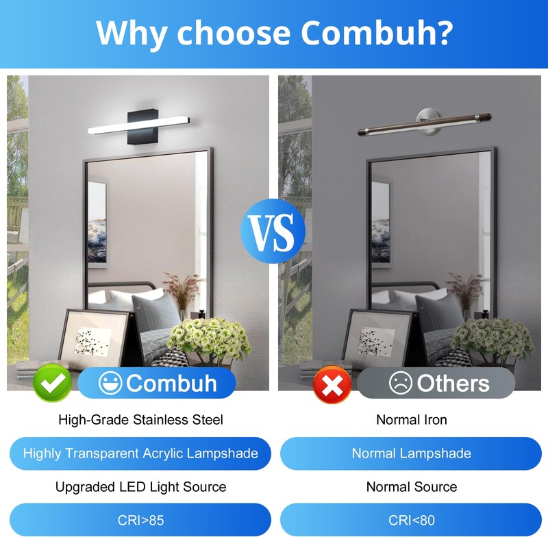 Combuh Bathroom Light Fixtures Modern Vanity Lights Wall Mounted Lighting