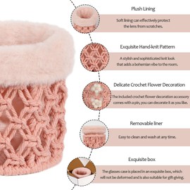 Pretty Jolly Glasses Holder for Nightstand Boho Decor Eyeglasses Holder Stand Eyeglass for Office Desk Car Organizer (Yellow & Aqua Blue)