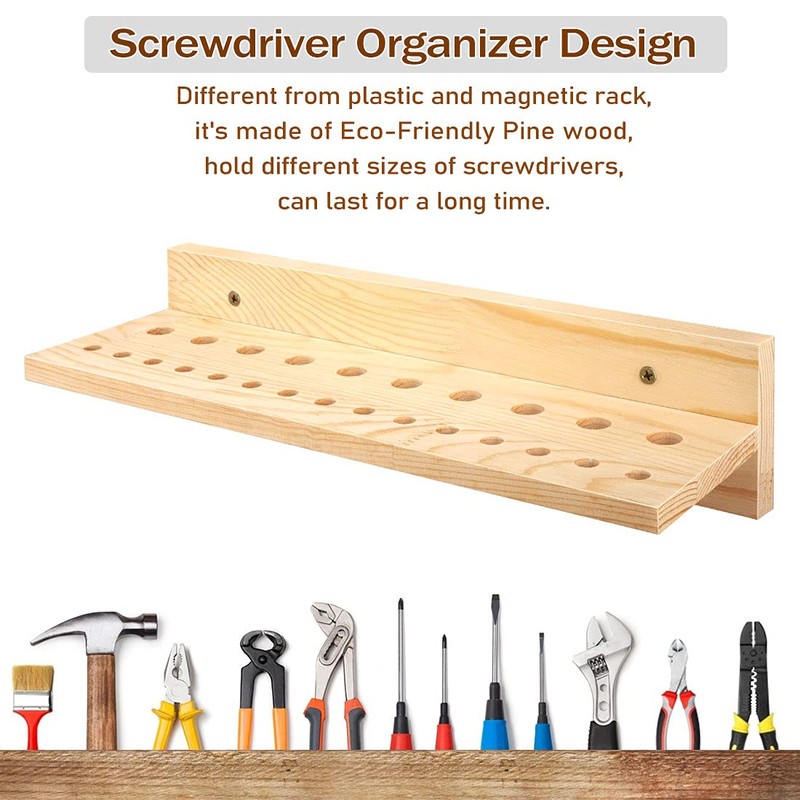 Stepstall 3 Pack Tool Organizers and Storage, Wooden Screwdriver Organizer