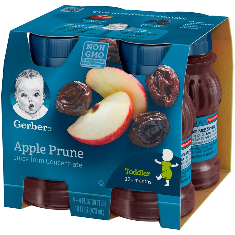 Gerber Apple Prune Juice, 100% Juice from Concentrate, 4-4 FL
