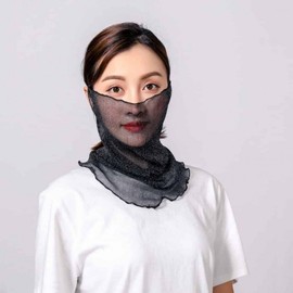 Buy One Get One Mesh Sheer Scarf, Summer Neck Gaiter for Women Neck Scarf Black/Beige