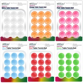 eMKay® Pack of 72 Ping Pong Table Tennis Balls (3-Star 40+ High-Performance ABS Material Training Balls) Ideal for Indoor and Outdoor Table Tennis - WHITE ORANGE PINK BLUE RED GREEN