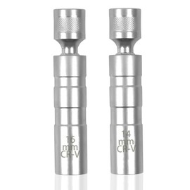 WYTNB Spark Plug Remover Kit, 14 mm & 16 mm Universal Flexible Spark Plug Wrench, 12 Piont Spark Plug Insert Magnetic, 3/8 Inch Magnetic Rotating Spark Plug Tool for Car Repair