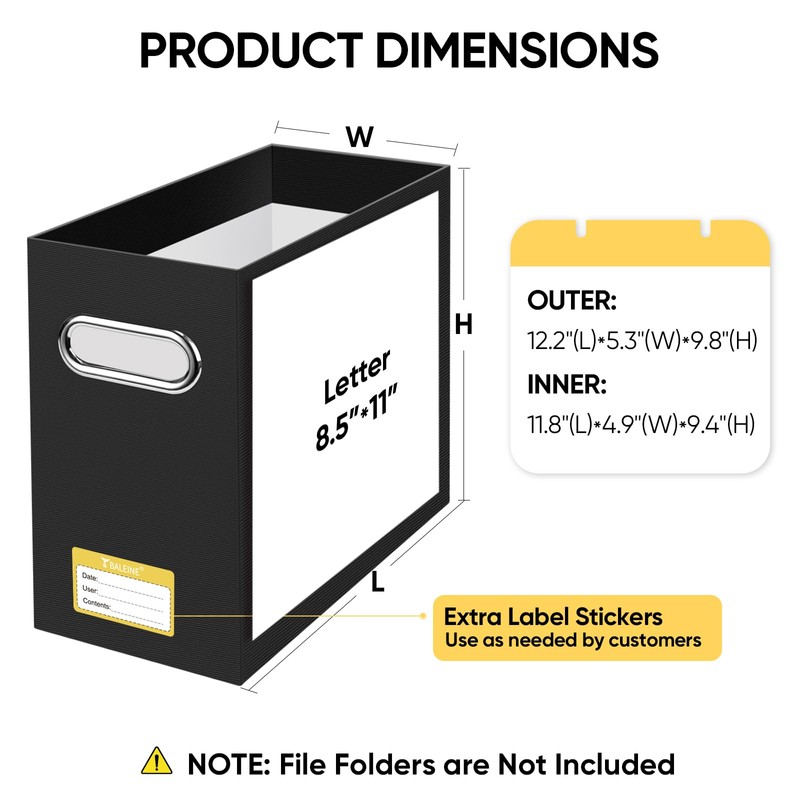 BALEINE File Organizer, File Box with Handle, Cardboard File Folder