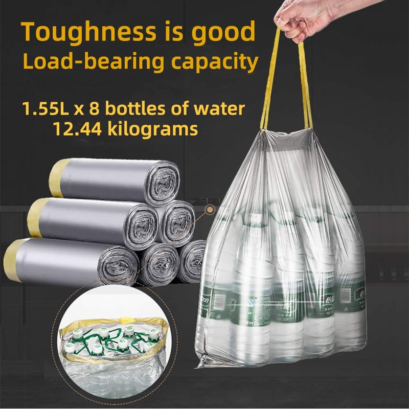 RTBQJ-AT Trash Bags with Carry Handle, Tear-Resistant and Liquid-Proof (12