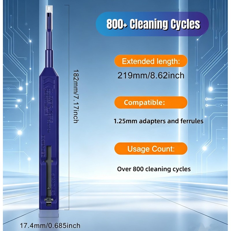 Fiber Pen Cleaner for LC/MU Connectors, 1.25mm UPC/APC Ferrule Cleaner,