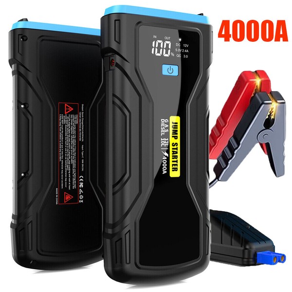 12V Car Jump Starter Jumper Booster Power Bank 4000A Battery
