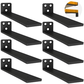Pack of 8 Floating Shelf Brackets, Heavy Duty Floating Shelf Brackets, Robust Metal Wall Brackets for Wall Mounting, DIY Open Shelf (Black, 30 cm), 12 inches