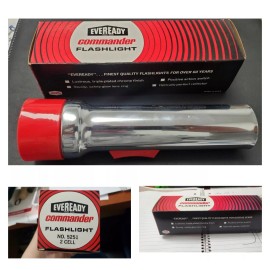 Eveready (2)Vintage Eveready 5251 2 D Cell Commander Flashlight. New in box 1950-60's