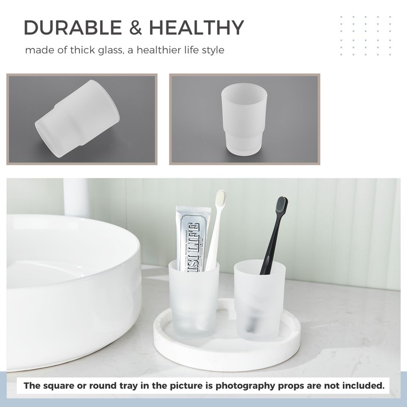 Glass Tumbler Cap 2 Pack, Aomasi Frosted Bathroom Rinsing and