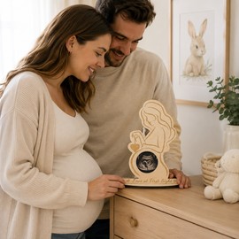 Baby Ultrasound Photo Frame for Pregnancy Keepsake - Wooden Sonogram Display for Nursery, Baby Shower & Expecting Parents