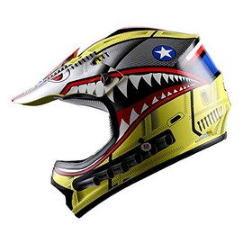 WOW Youth Kids Motocross BMX MX ATV Dirt Bike Moutain Helmet Shark Yellow