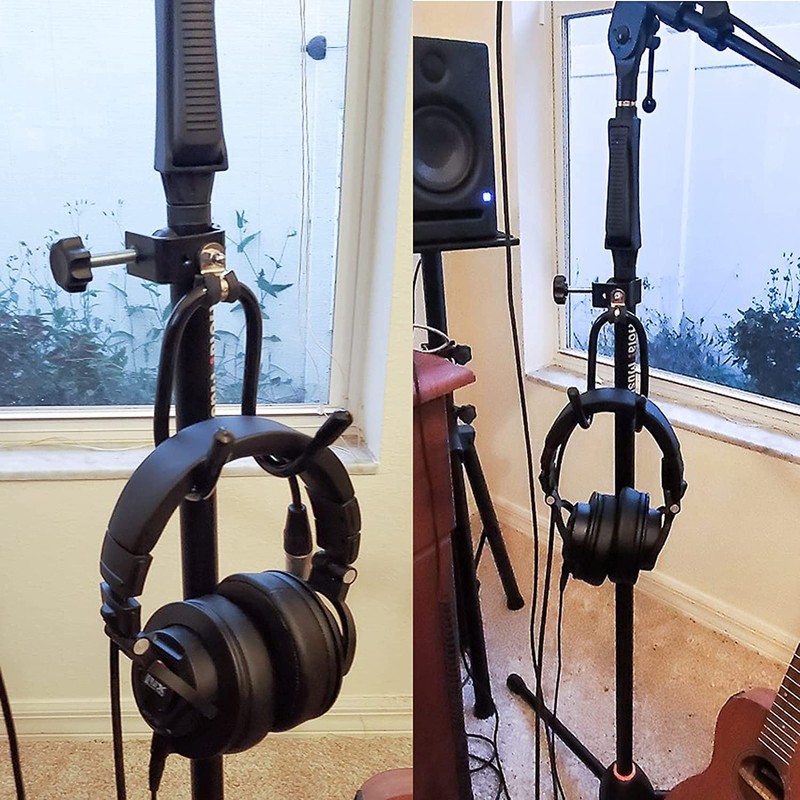 Clamp-On Headphone Headset Tambourine Holder Cowbell Hanger Clip Microphone Stand,