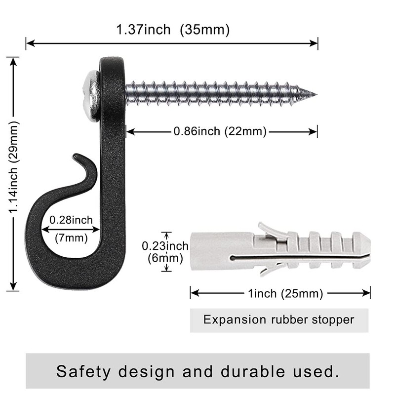 SELEWARE Q Hanger Hooks for String Lights, Christmas with Screw