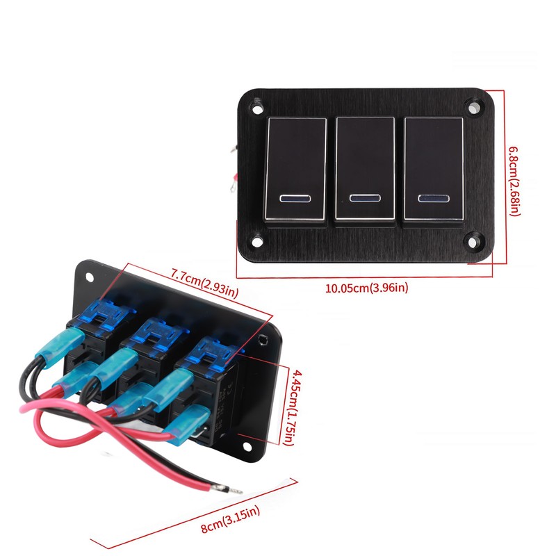 3 Gang Rocker Switch Panel Waterproof Pre Wired Aluminum Alloy