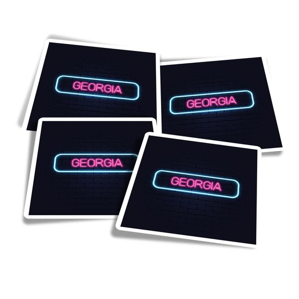 Vinyl Square Stickers (Set of 4) 10cm - Neon Sign