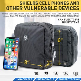 Mission Darkness MOLLE Faraday Pouch. Military-Grade Bag Attaches to Any MOLLE Webbing System. RF Signal Blocking + Anti-Hacking/Tracking/Spying + Data Privacy for Phones, Tablets & Electronic Devices