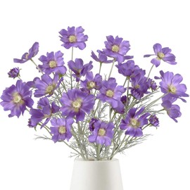 6PCS Daisy Flowers Artificial 24'' Faux Cosmos Flower Stems Artificial Wildflowers Silk Flowers for Wedding Party Kitchens Home Decoration(Lavender)