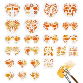 24pcs Animals Face Paint Stencils, 18 x 20cm Cartoon Party Holiday Reusable Plastic Facial Painting Stencils, Party Body Paint Templates for Makeup