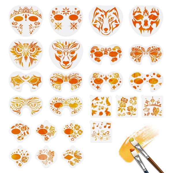 24pcs Animals Face Paint Stencils, 18 x 20cm Cartoon Party