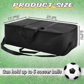 Sunnymove XL Soccer Ball Bag for Coaches Holds 6 Game Balls in Separate Compartments 27.5 x 17.7 Inch Game Day Heavy Duty Sport Bag with Adjustable Shoulder Strap and Handle, Waterproof Oxford Cloth