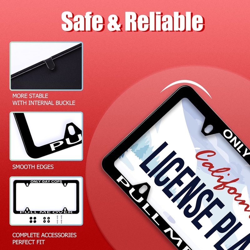 1 Pack Funny License Plate Frame Only Gay Cops Pull