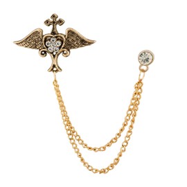 Brooch Lapel Pin for Men Exclusive Winged Heart with Stone Lapel Pin Badge Coat Suit Wedding Gift Party Shirt Collar Accessories Golden