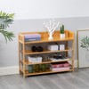 Suwoic Bamboo Shoe Rack Organizer, 4 Tier Shoe Shelf Storage