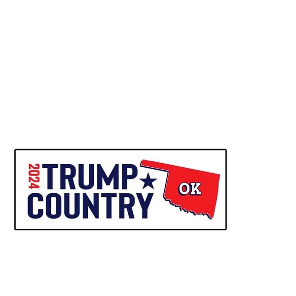 Trump Country OK 2024 Bumper Sticker Decal (3.37" x 9")