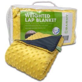 BARMY Weighted Lap Pad for Kids (24”x24”, 5lbs, 8 Colors) Weighted Lap Blanket with Removable, Washable Cover, Sensory Lap Pad for Child, Teen, Dogs, 100% Cotton Inner Weighted Blanket, Yellow